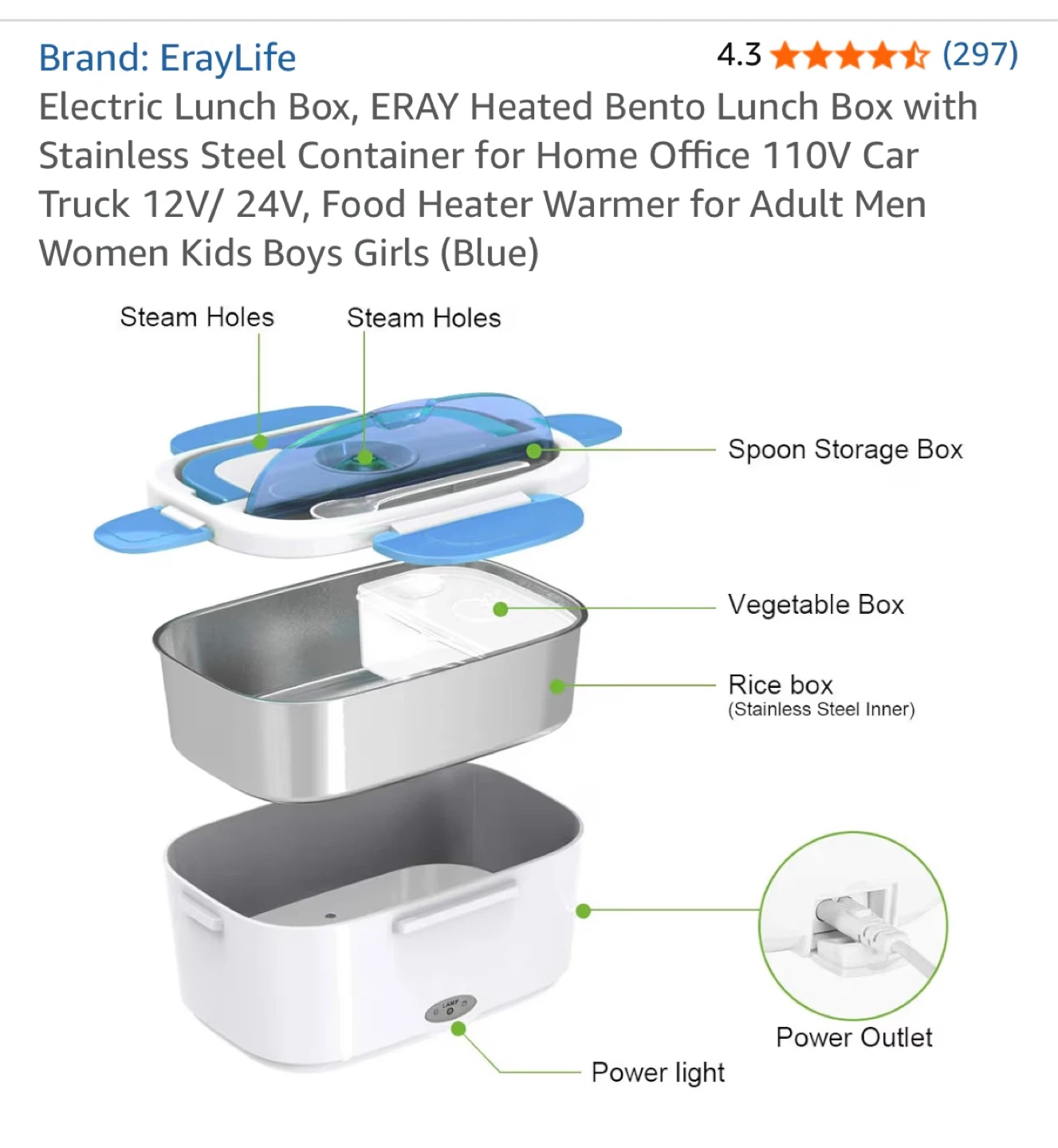 ErayLife Electric Heated Bento Lunch Box - photo 3