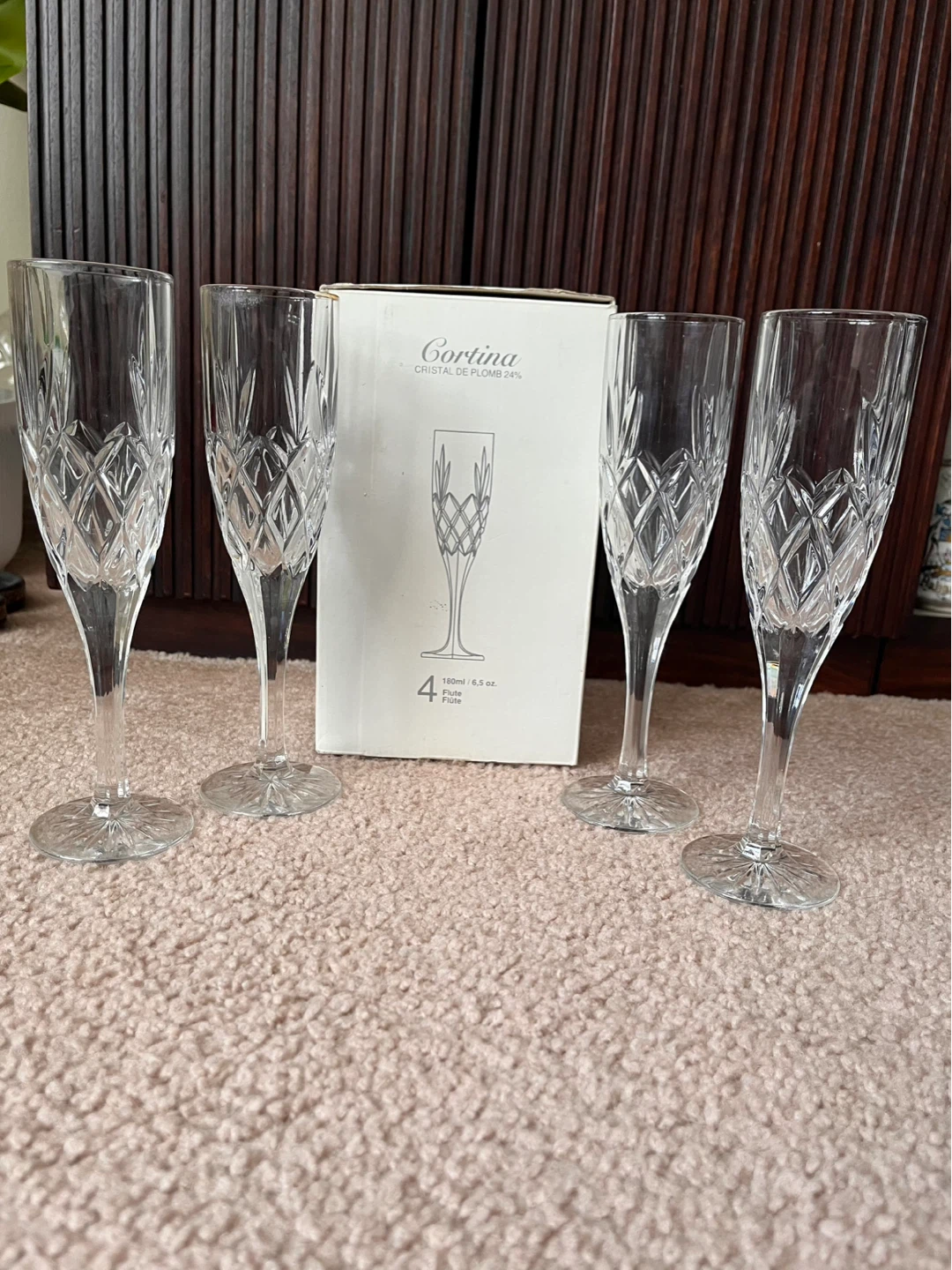 Cortina Crystal Flute Glasses - Set of 4