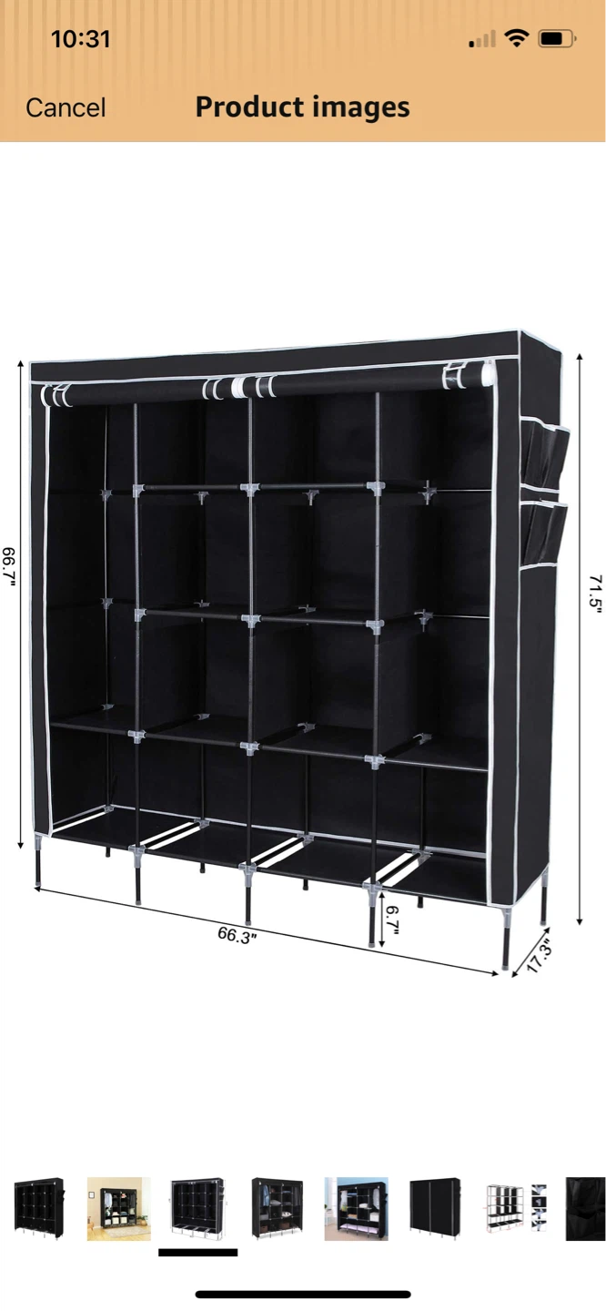 Black Portable Wardrobe Closet - photo 4