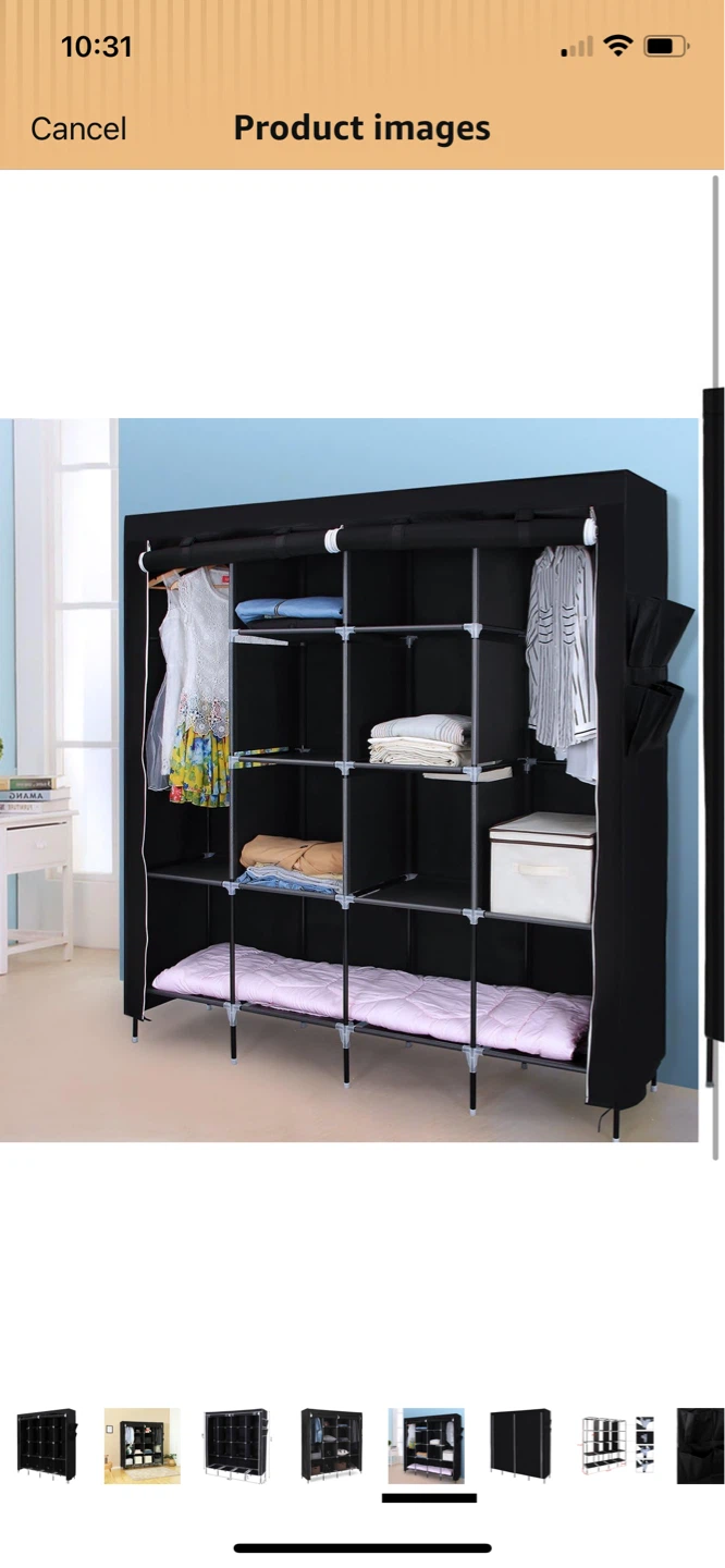 Black Portable Wardrobe Closet