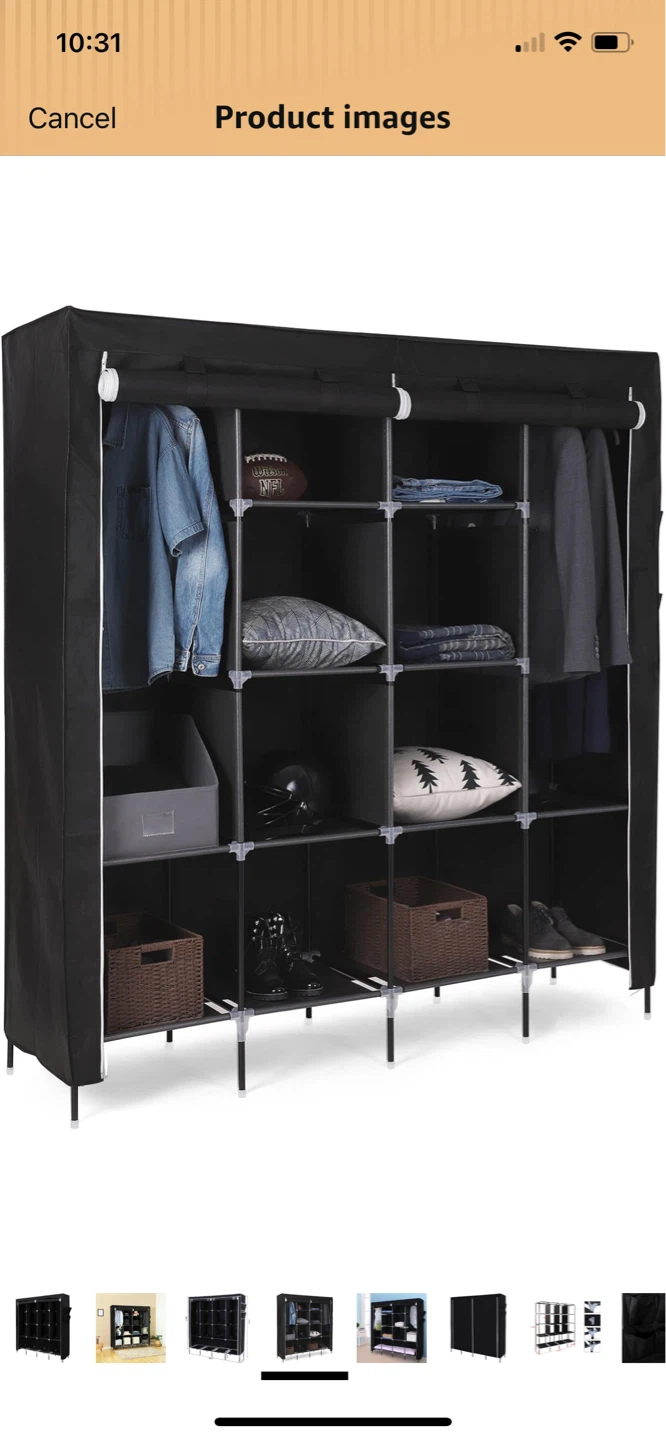 Black Portable Wardrobe Closet - photo 5