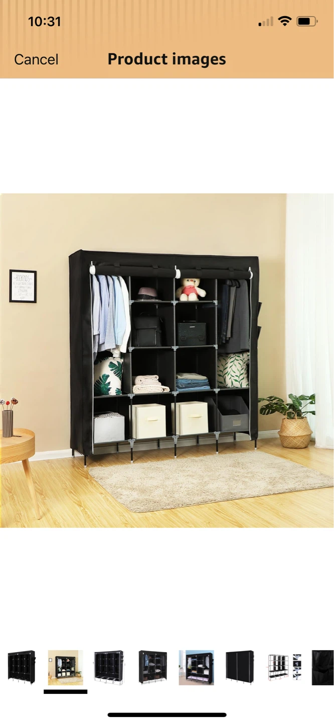 Black Portable Wardrobe Closet - photo 3