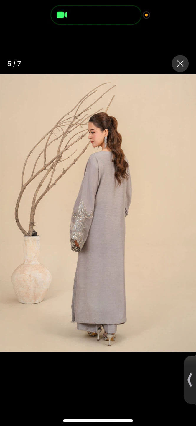 Grey Embroidered Kameez Shalwar - photo 3