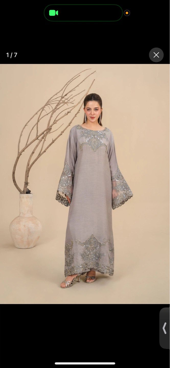 Grey Embroidered Kameez Shalwar
