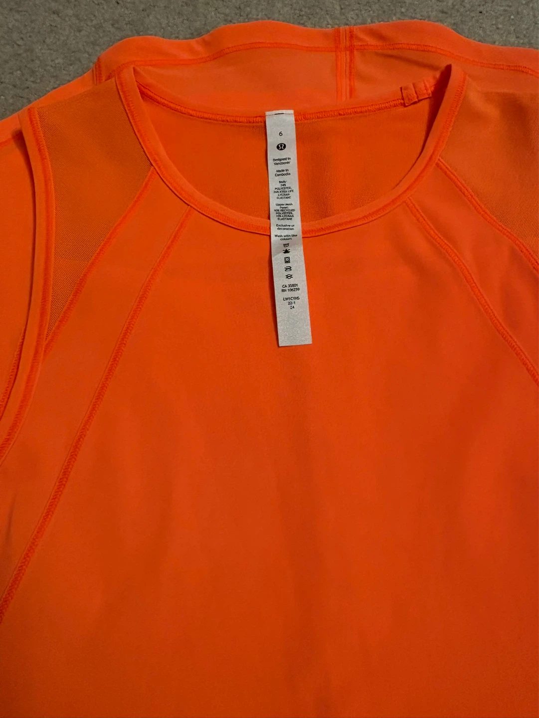 Lululemon Orange Tank Top Size 6