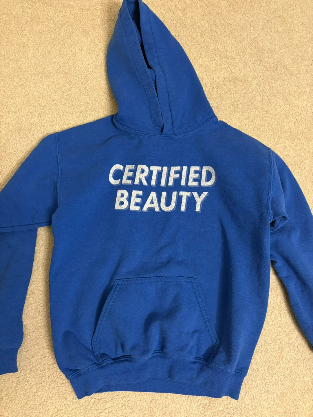 Royal Blue "CERTIFIED BEAUTY" Hoodie - Size L