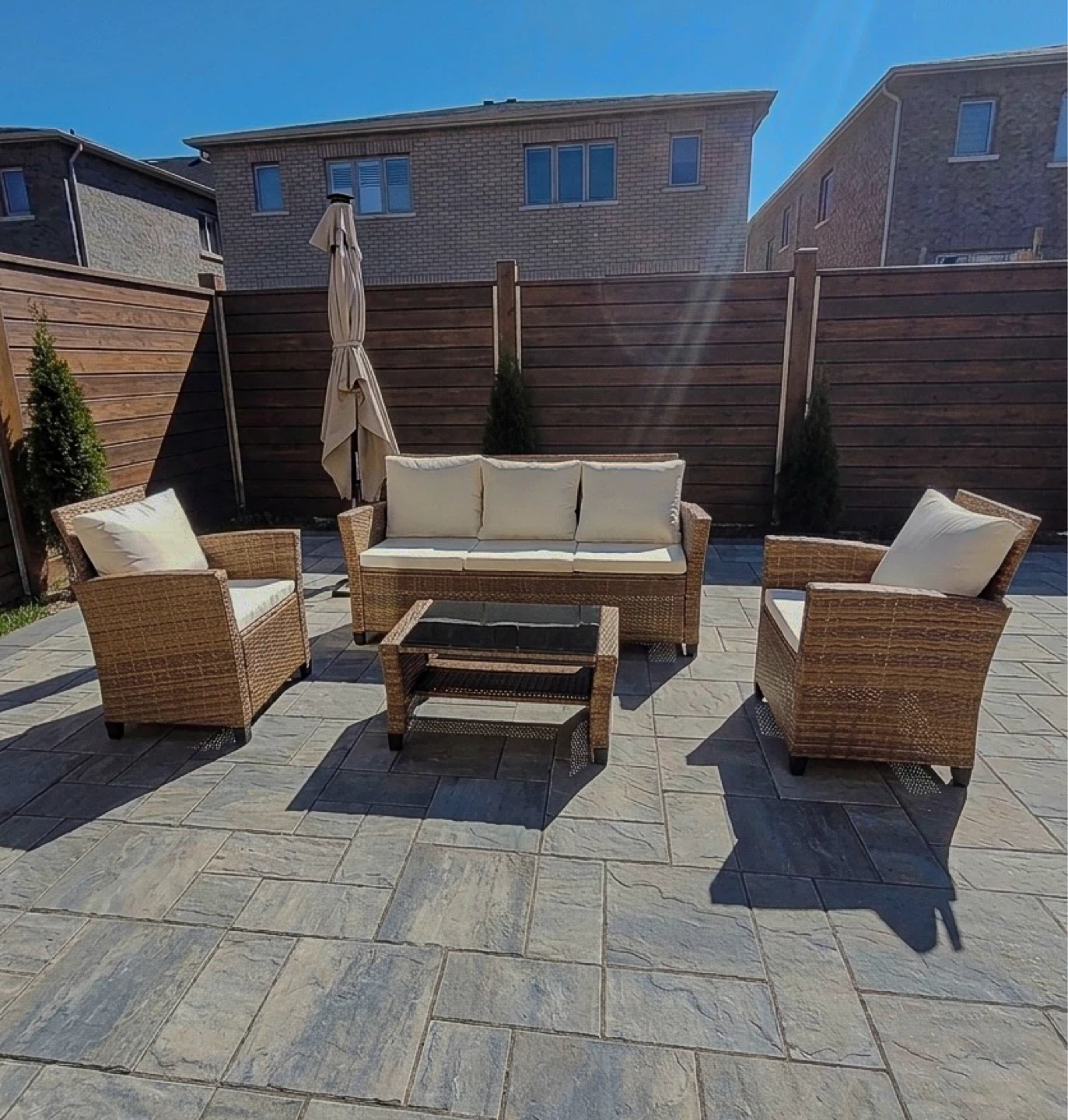 4pc Wicker Patio Set (light-dark Brown) - photo 2
