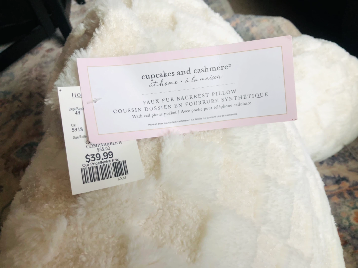 Cupcakes and Cashmere Faux Fur Backrest Pillow - photo 3