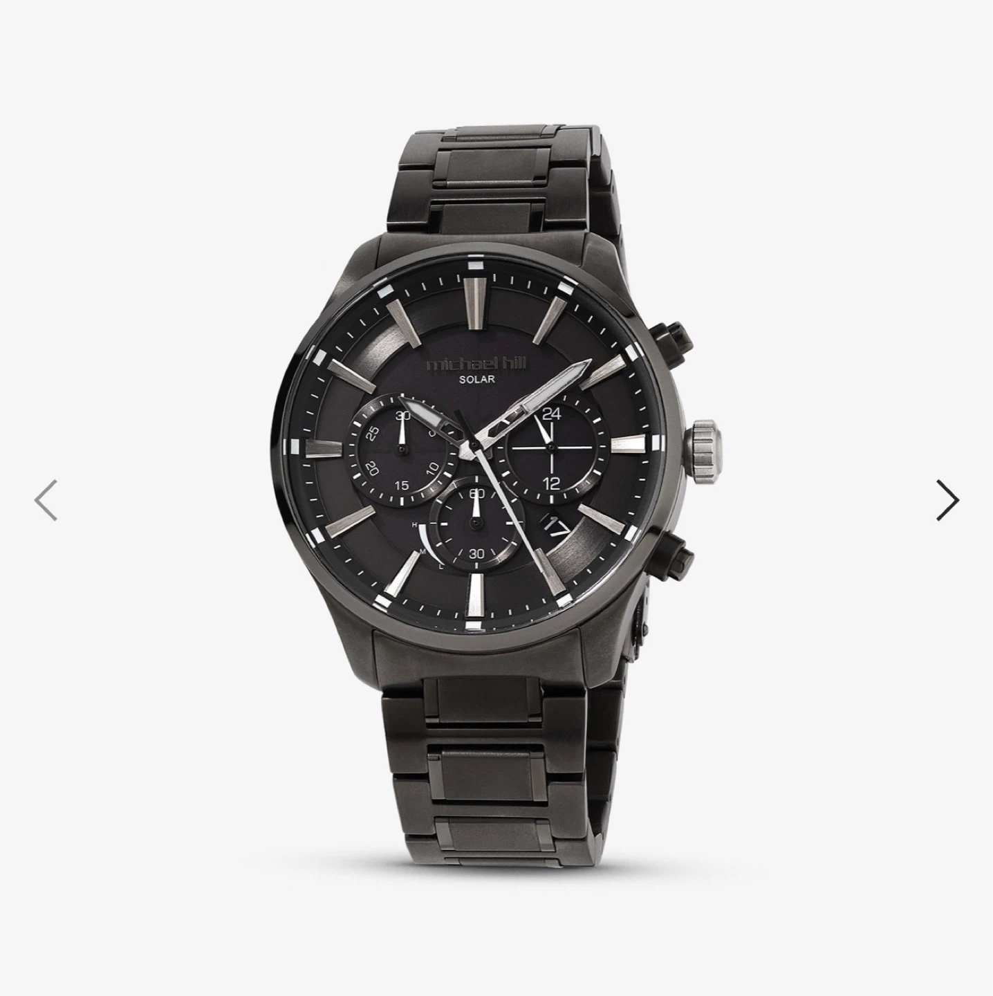 Solar Powered Men's Watch Black Tone Stainless Steel