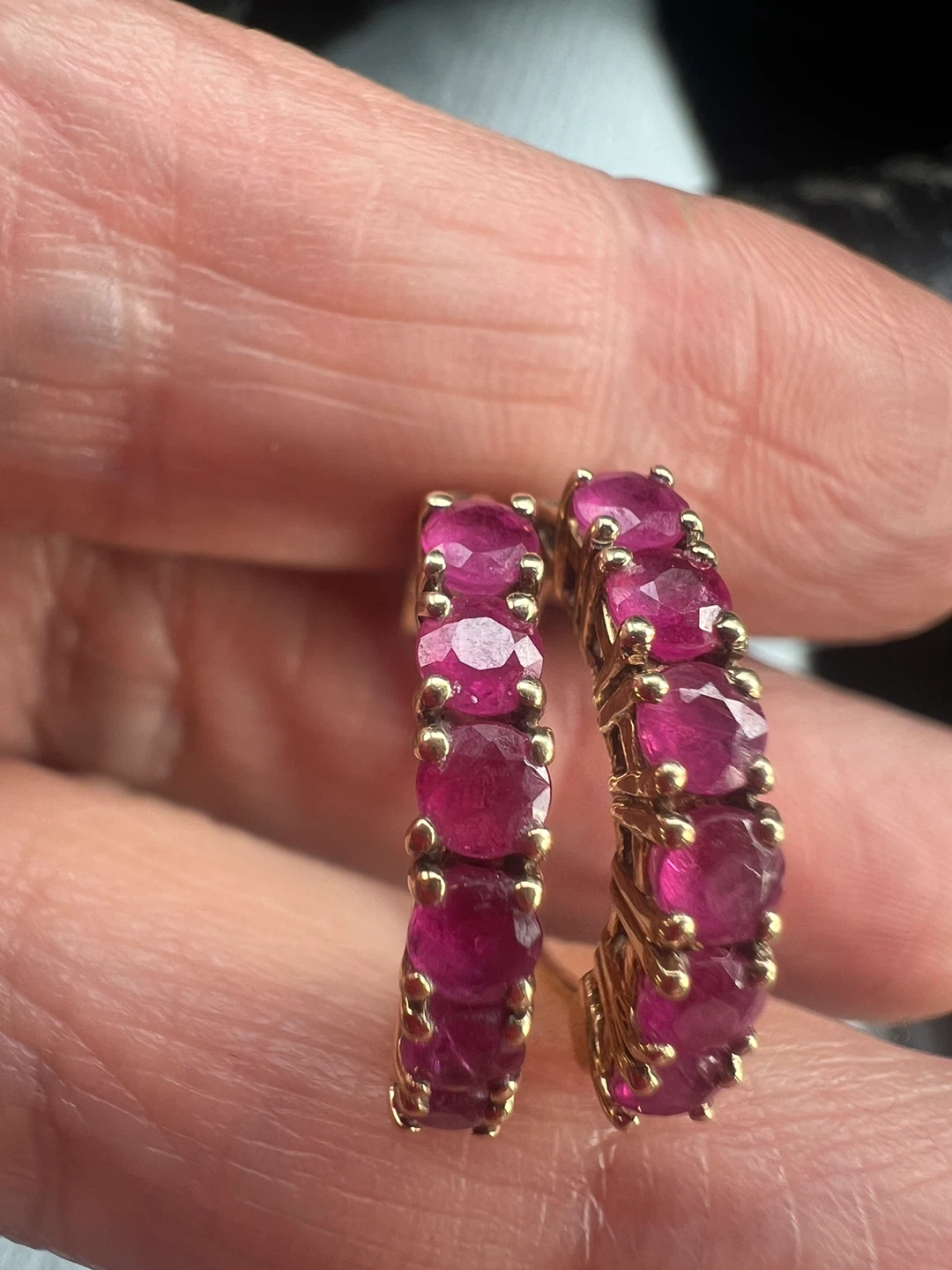 10 k Ruby Hoop Earrings - photo 4