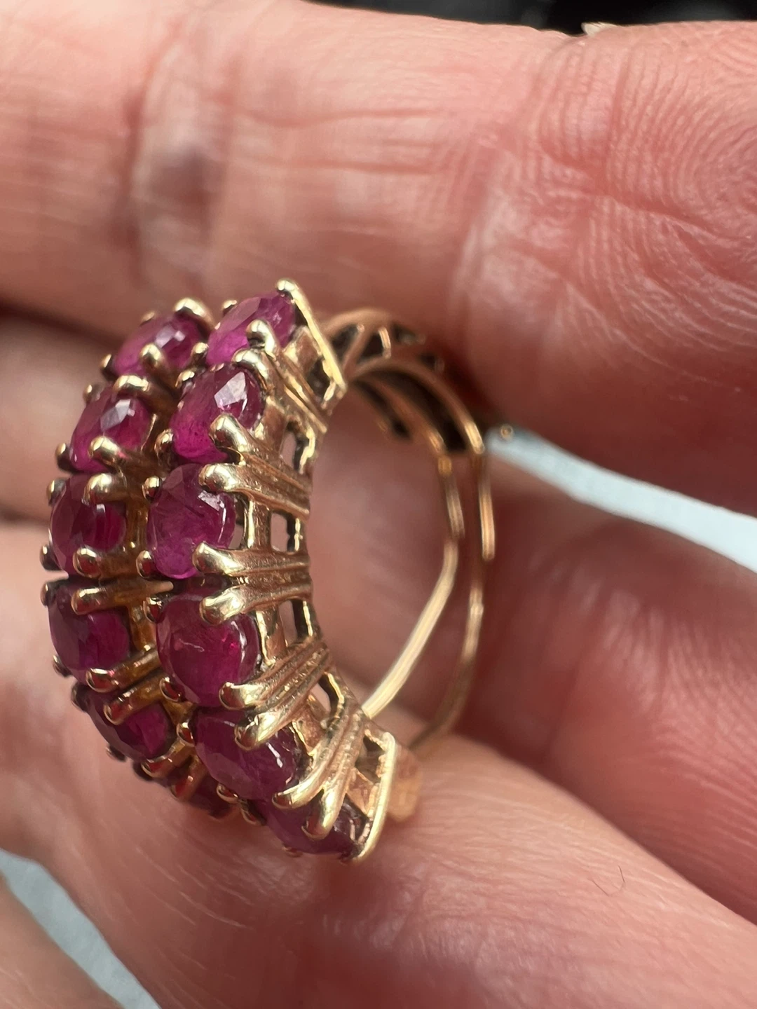 10 k Ruby Hoop Earrings
