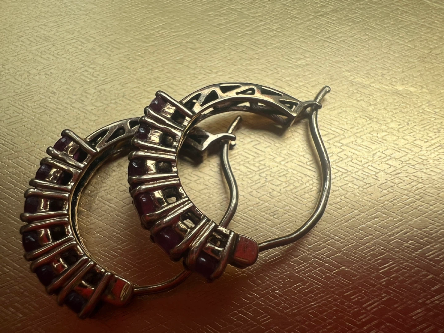 10 k Ruby Hoop Earrings - photo 2