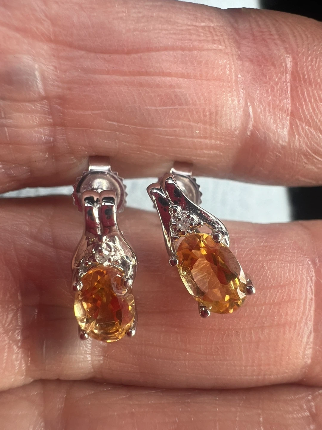 10 k Oval Citrine & Diamond Earrings - photo 3