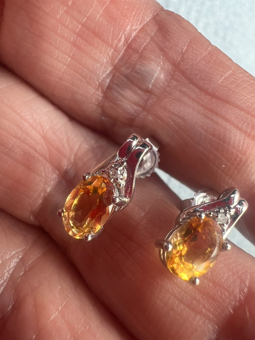 10 k Oval Citrine & Diamond Earrings - photo 5