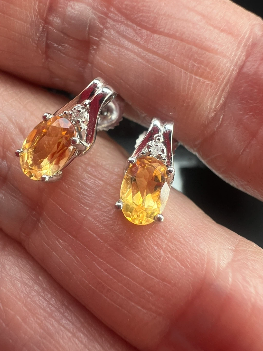 10 k Oval Citrine & Diamond Earrings - photo 4