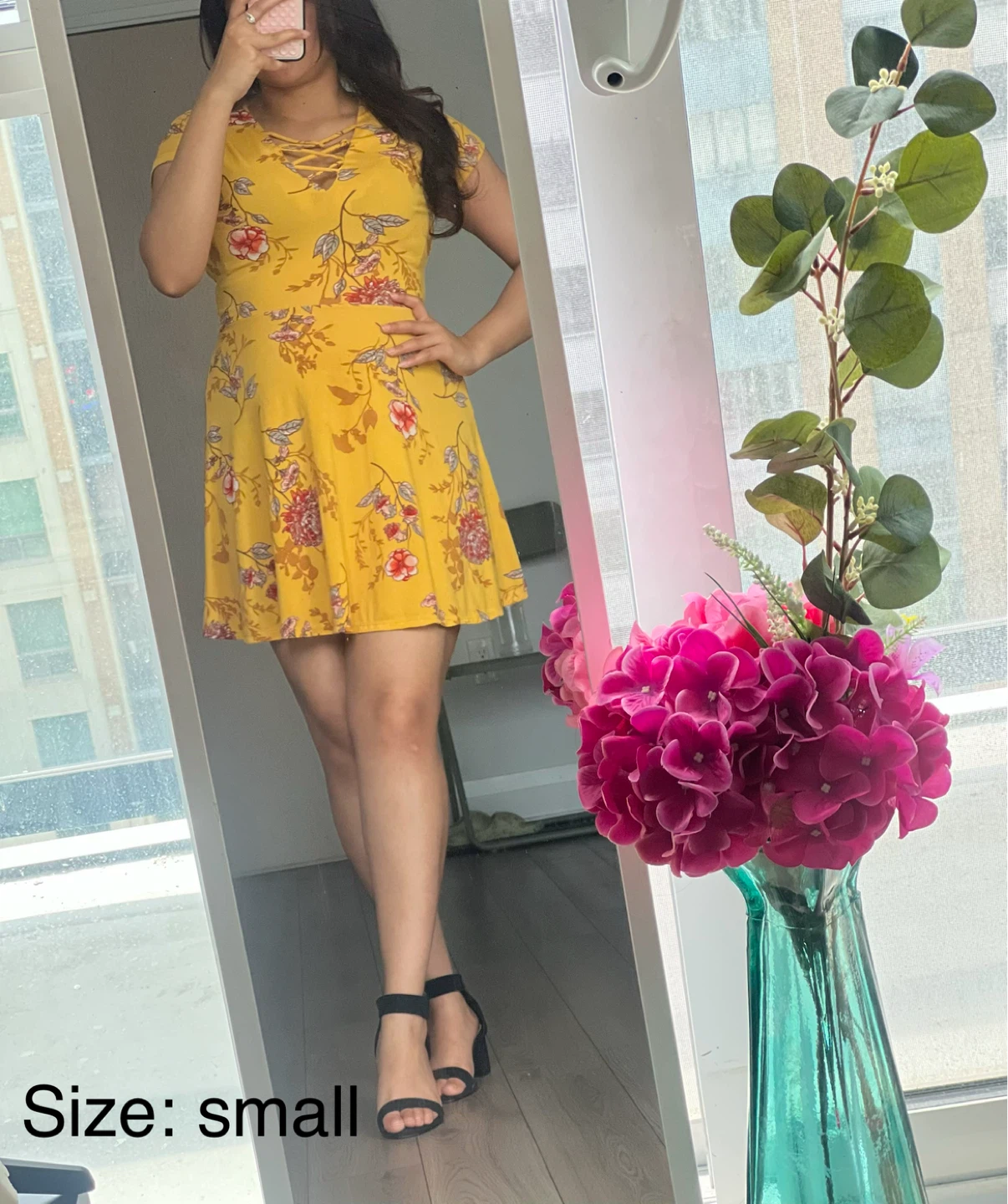 Yellow floral skater dress - photo 2