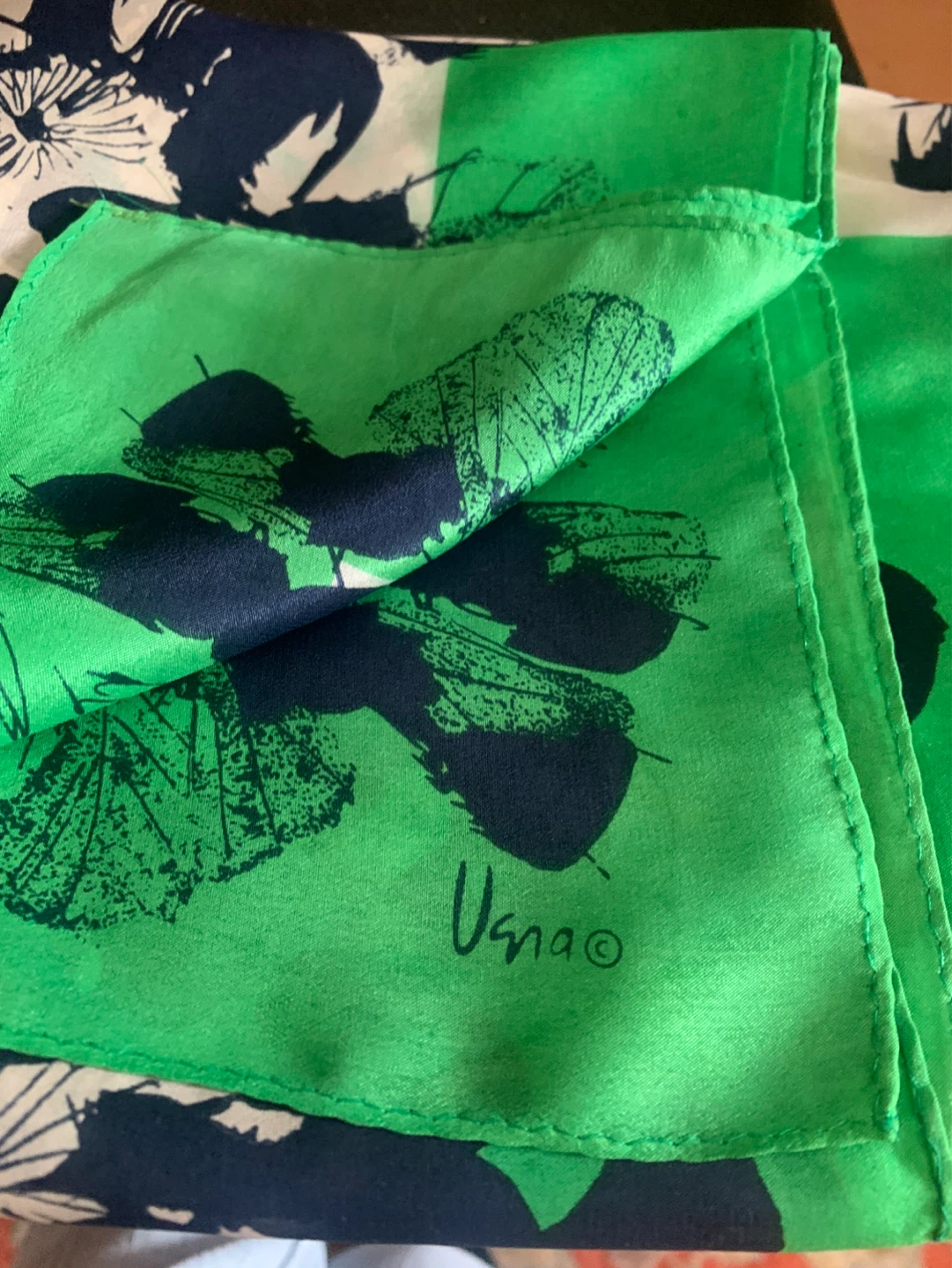 Usna Scarf - Green Floral Silk Scarf