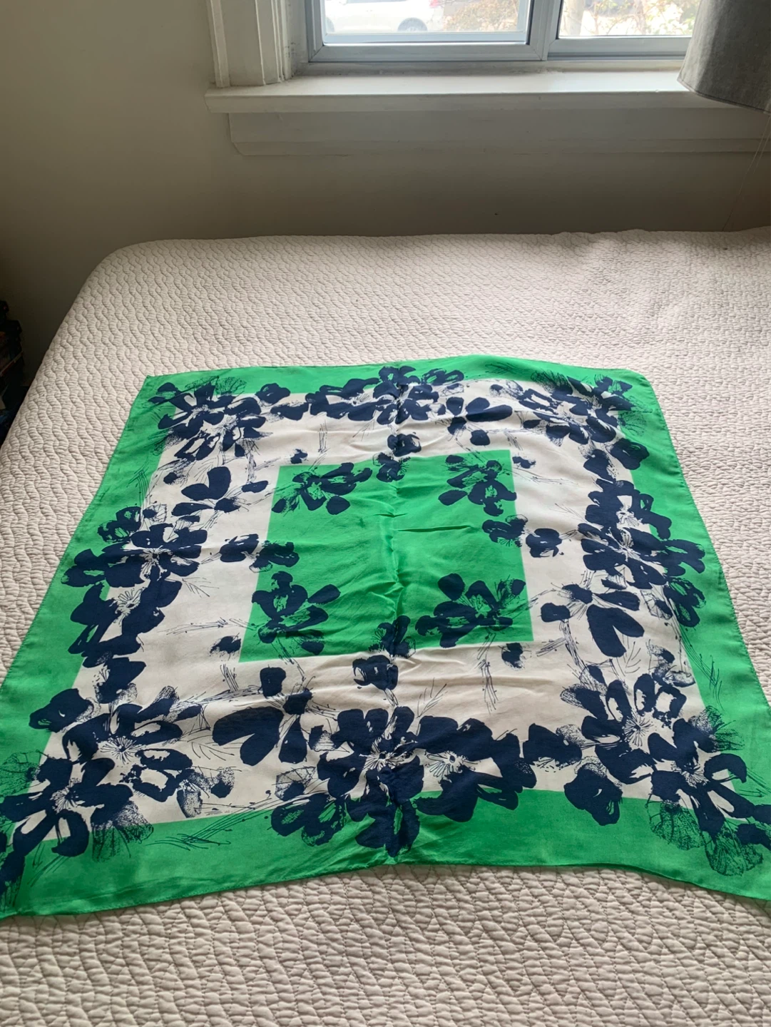 Usna Scarf - Green Floral Silk Scarf - photo 2