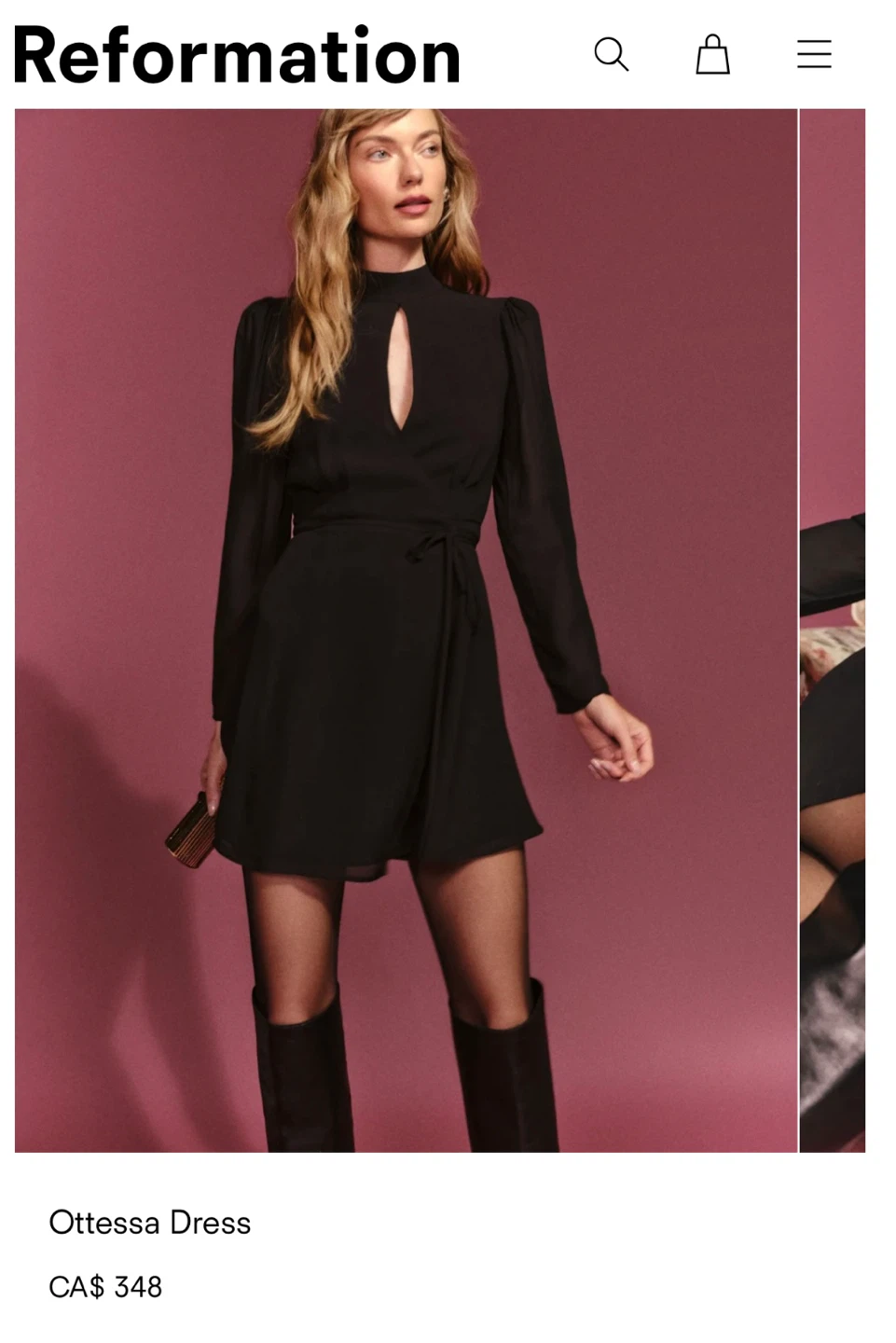 Reformation Ottessa Black Wrap Dress - photo 2