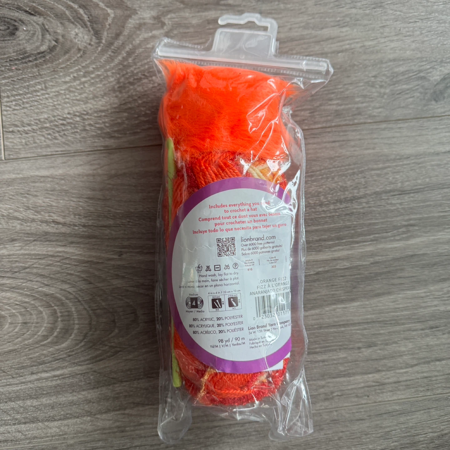 Lion Brand Yarn "Keppi" Crochet Hat Kit - Orange Fizz - photo 3
