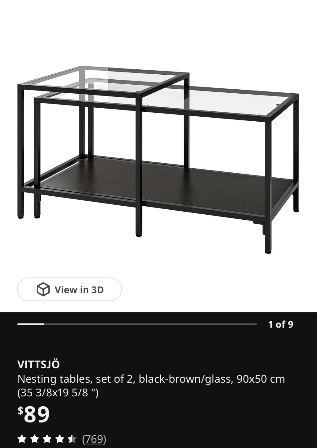 VITTSJÖ glass nesting tables and two laptop tables