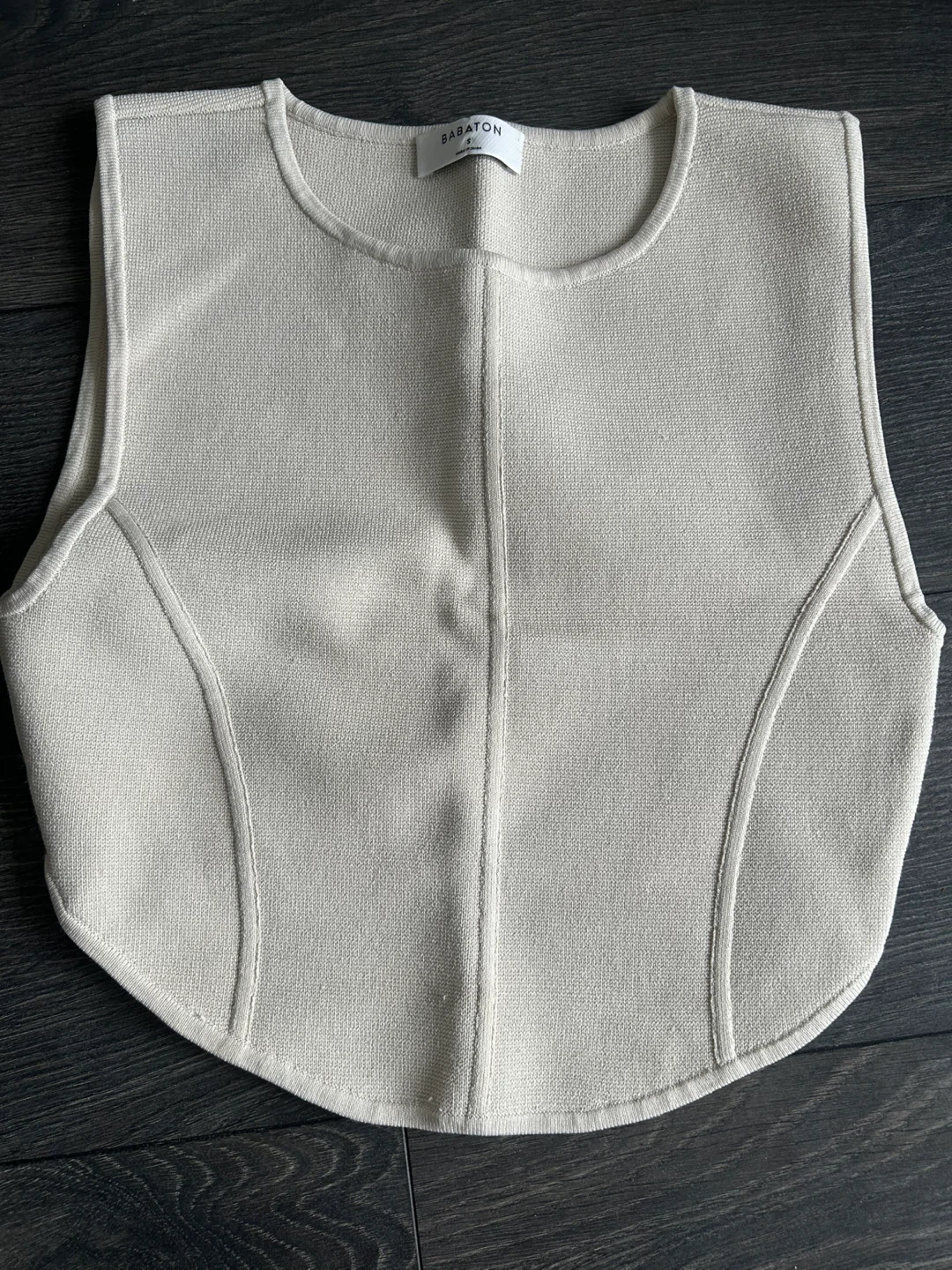 BABATON Cream Knit Crop Top