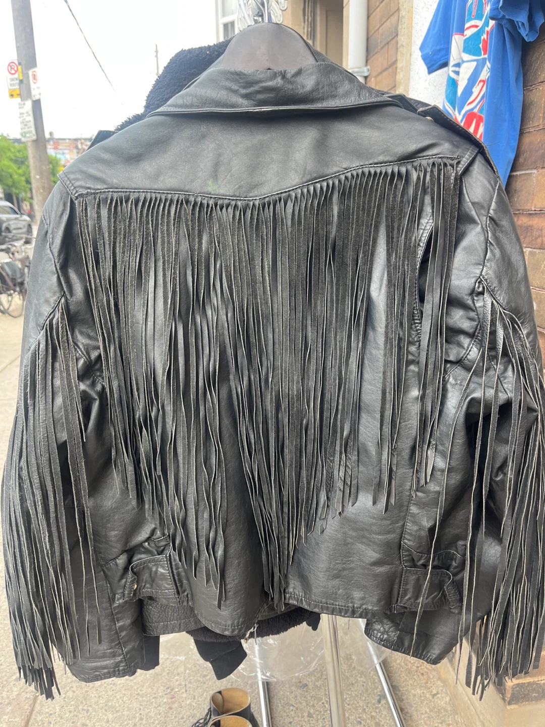 Black Leather Fringe Motorcycle Jacket - photo 2
