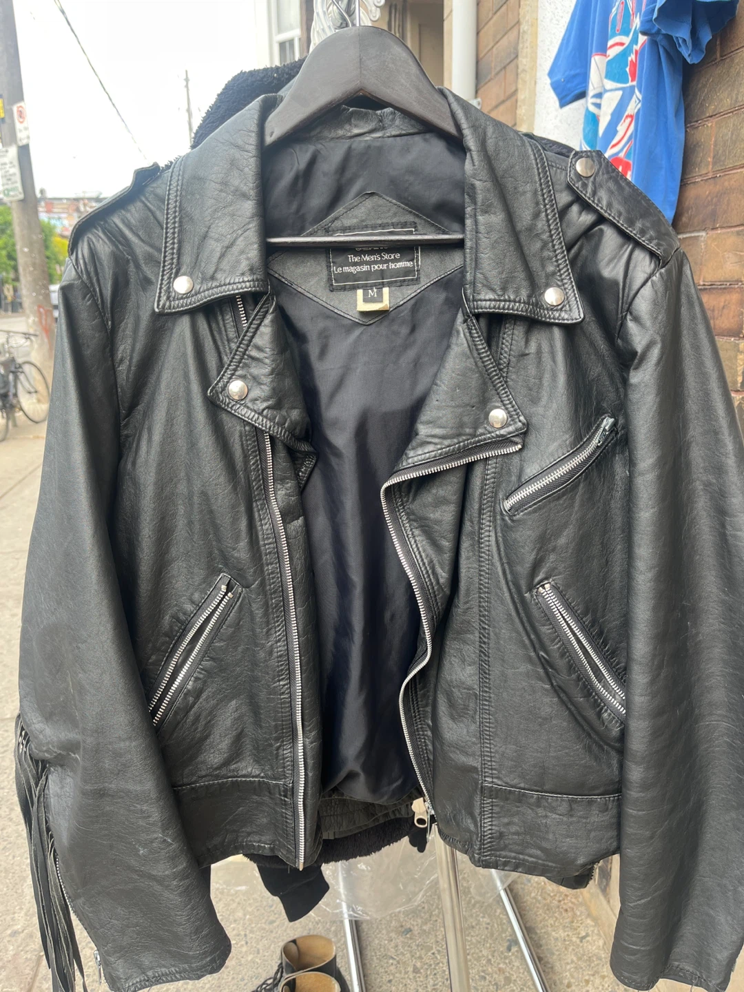 Black Leather Fringe Motorcycle Jacket