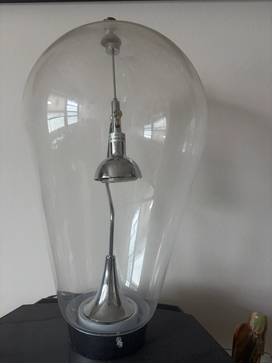 Clear Glass Table Lamp with Chrome Accents