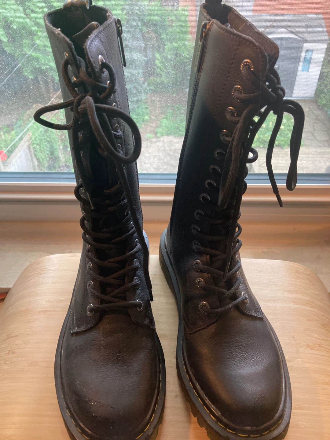 Dr. Martens Black Leather Tall Lace-Up Boots