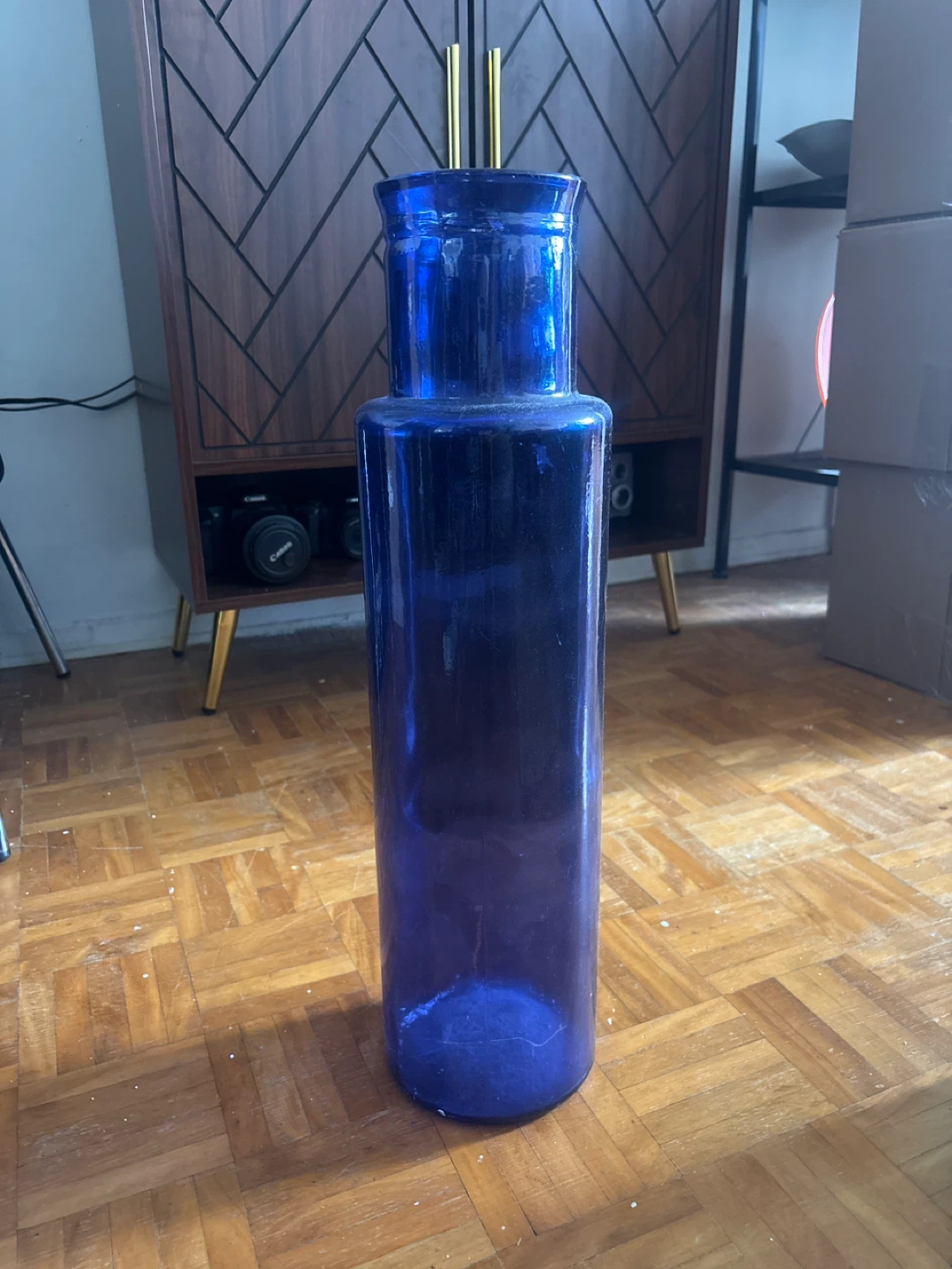 Two tall glass vases - blue and teal - photo 3