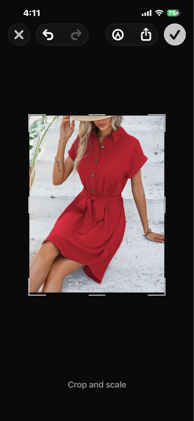Red button-up shirt dress with tie waist - photo 4
