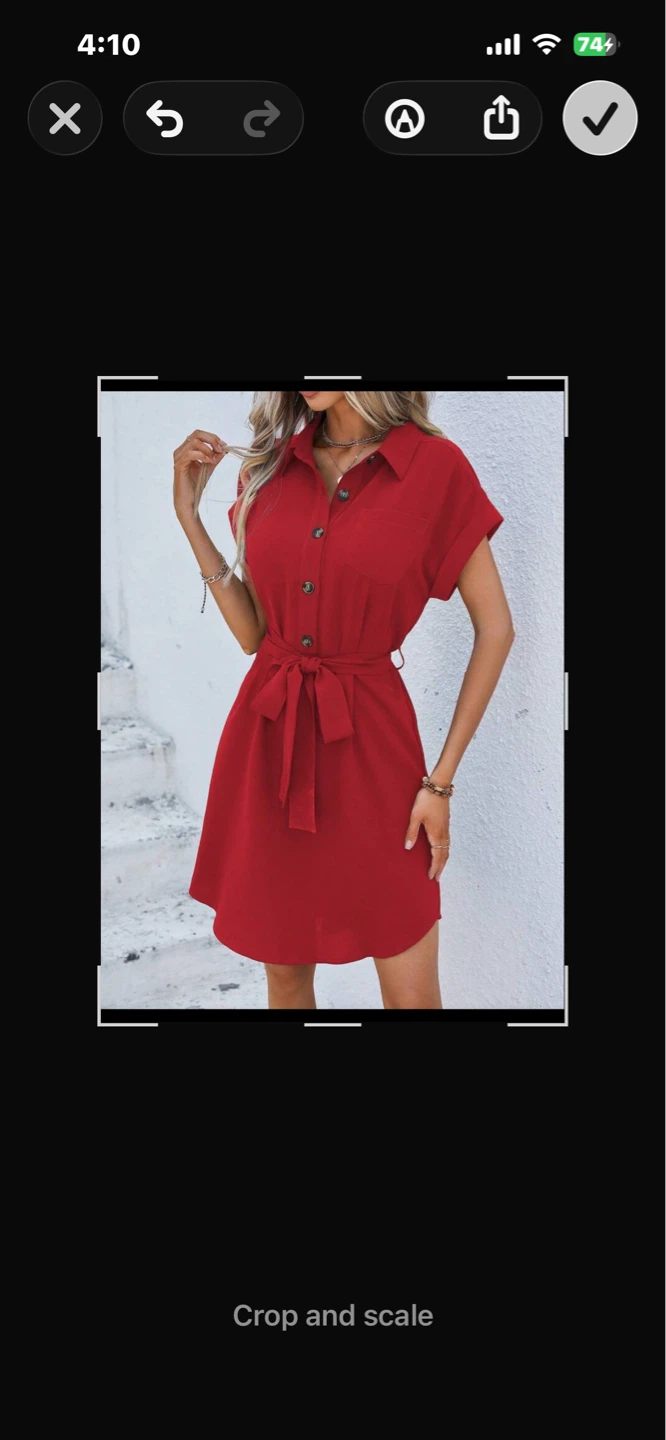 Red button-up shirt dress with tie waist - photo 2
