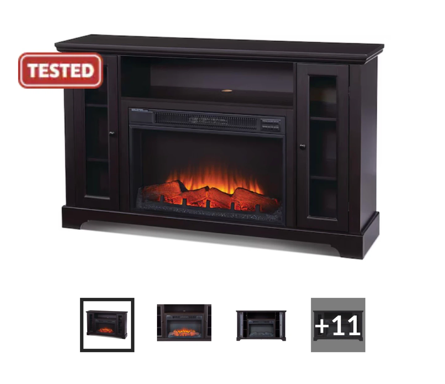 Dark Brown Media Console with Electric Fireplace