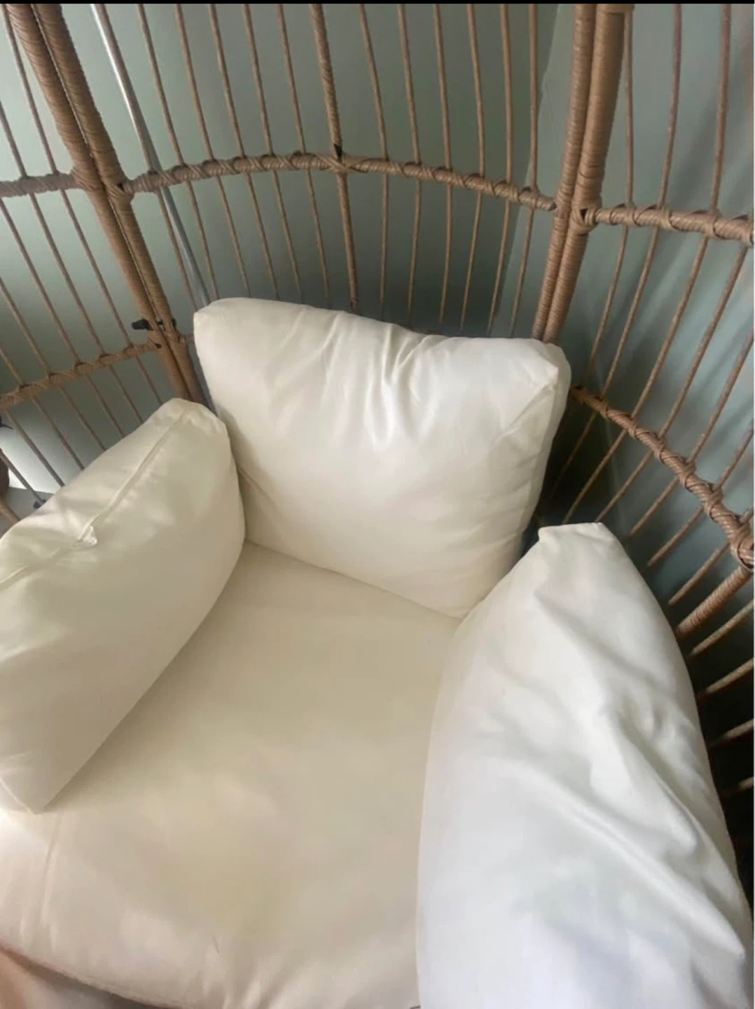 White Wicker Egg Chair with Cushions - photo 3