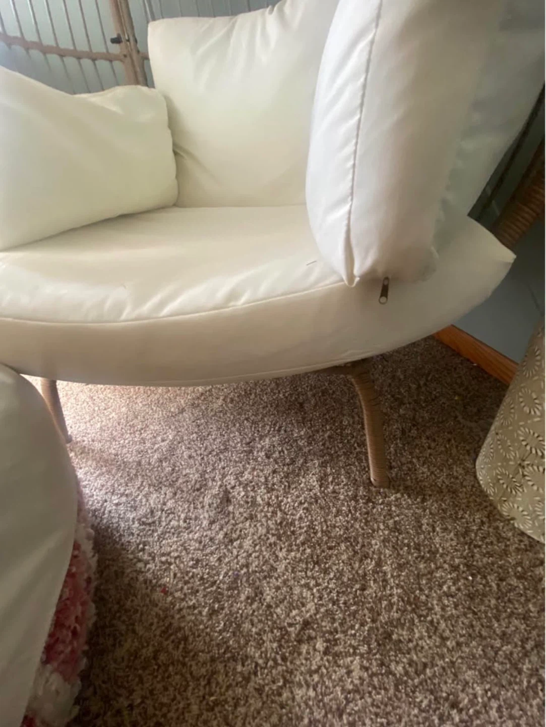 White Wicker Egg Chair with Cushions - photo 5