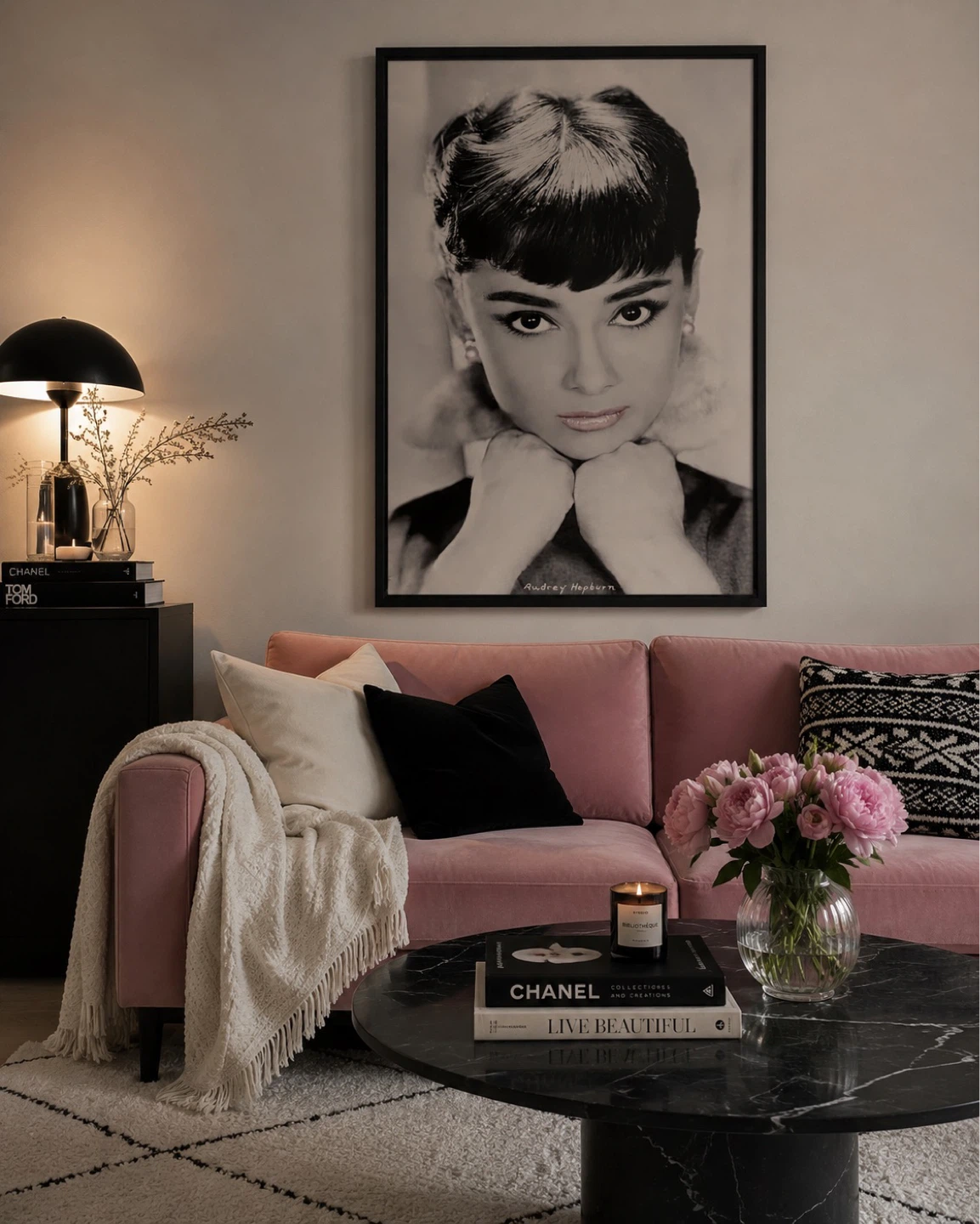 Framed Audrey Hepburn Black and White Portrait