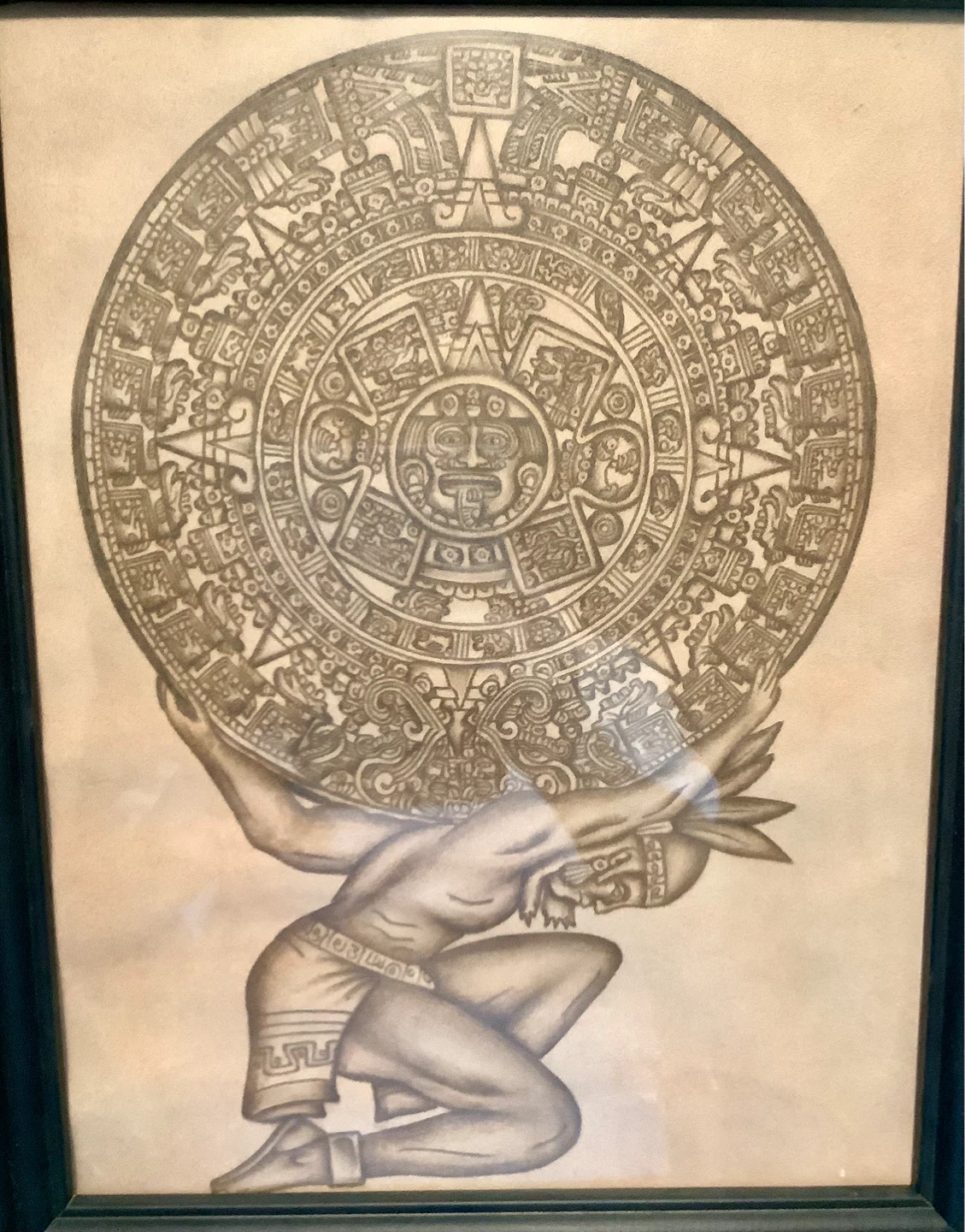 Framed Aztec Calendar Artwork