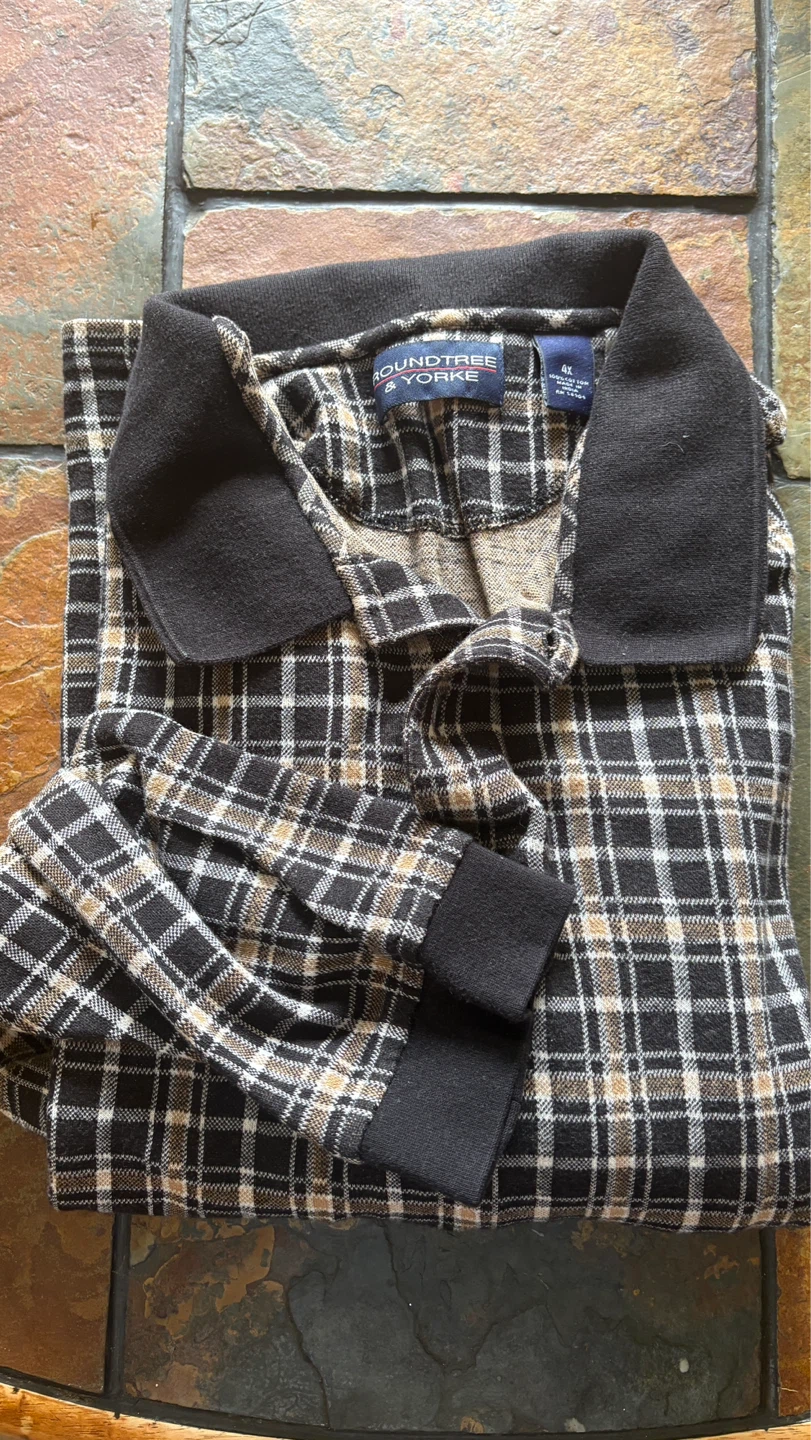 Roundtree & Yorke Men's Plaid Long Sleeve Shirt