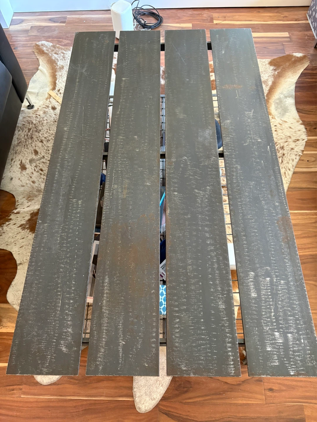 Steel slatted table design super sturdy