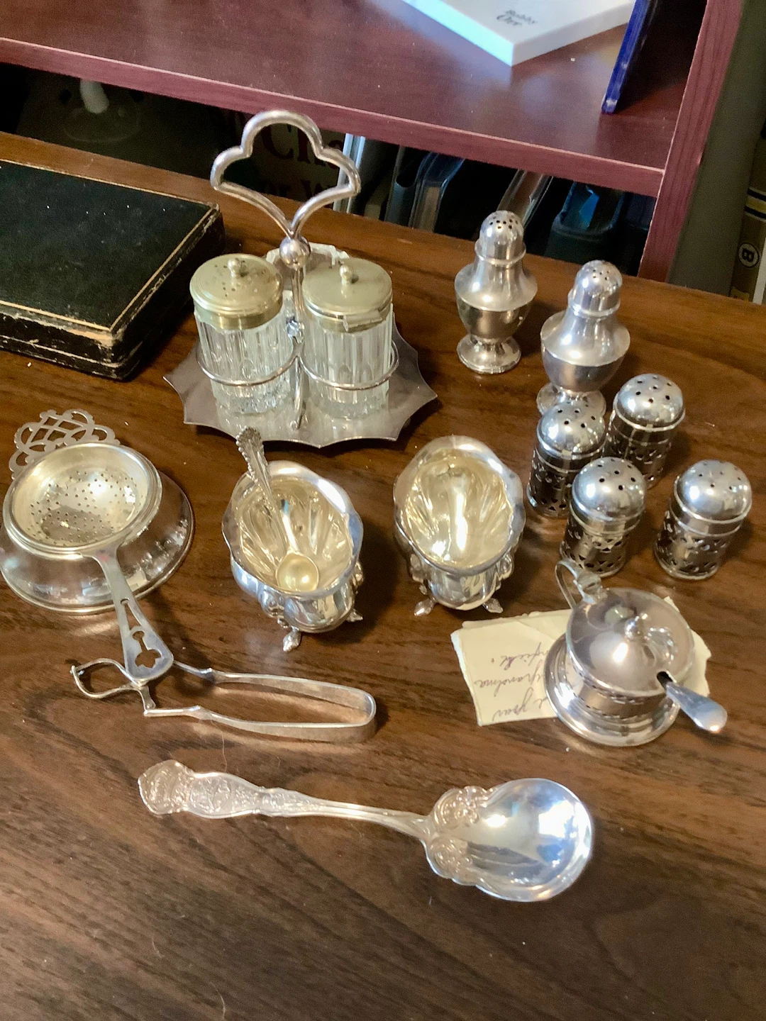 Silver-Plated Condiment Set with Salt & Pepper Shakers