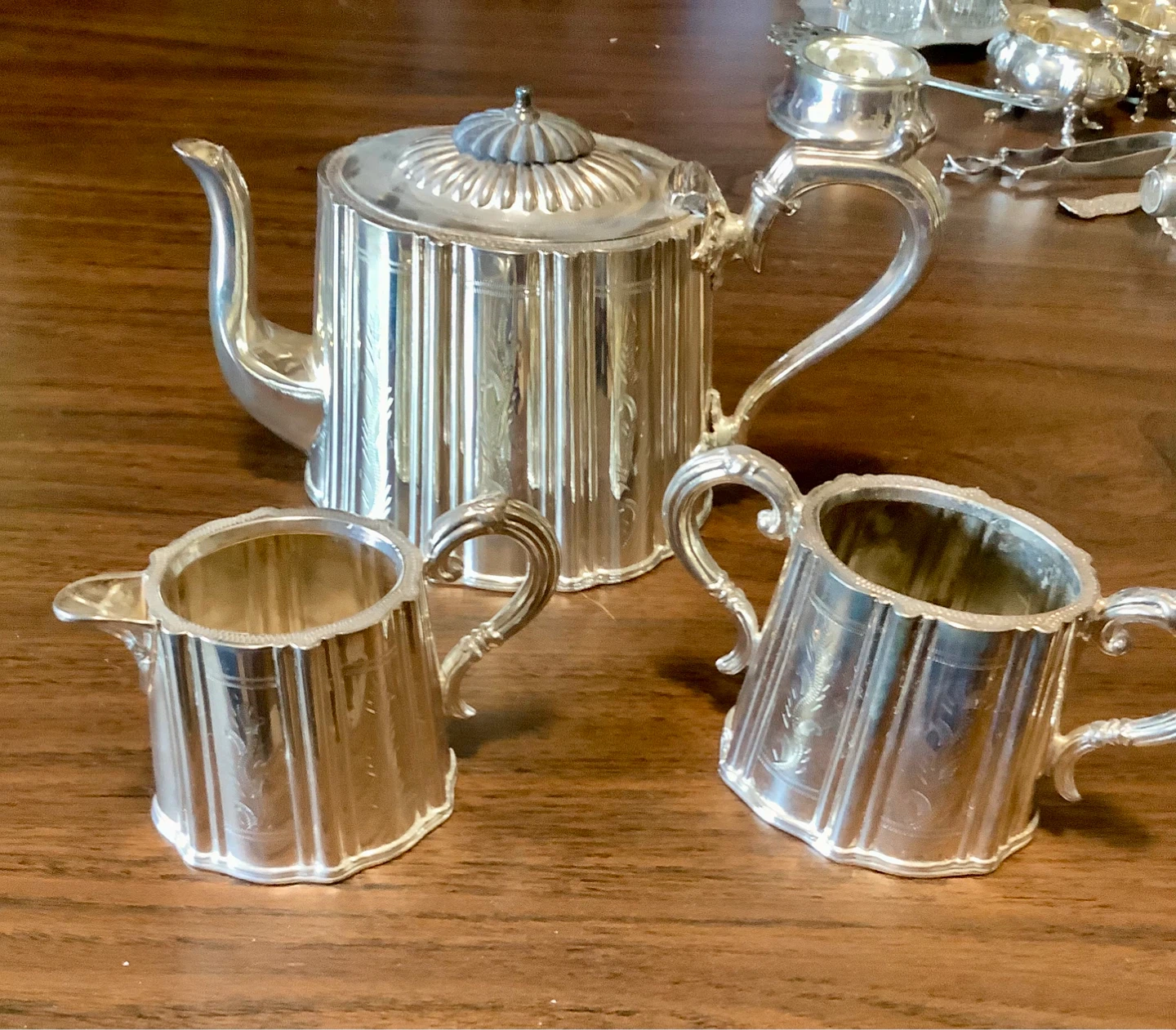 Vintage Silver Plated Tea Set with Creamer & Sugar Bowl