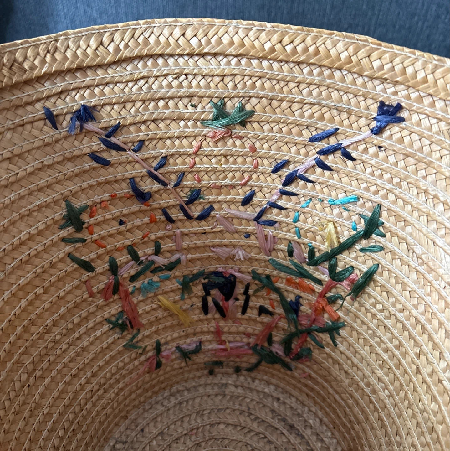 Embroidered Woven Straw Basket - photo 3
