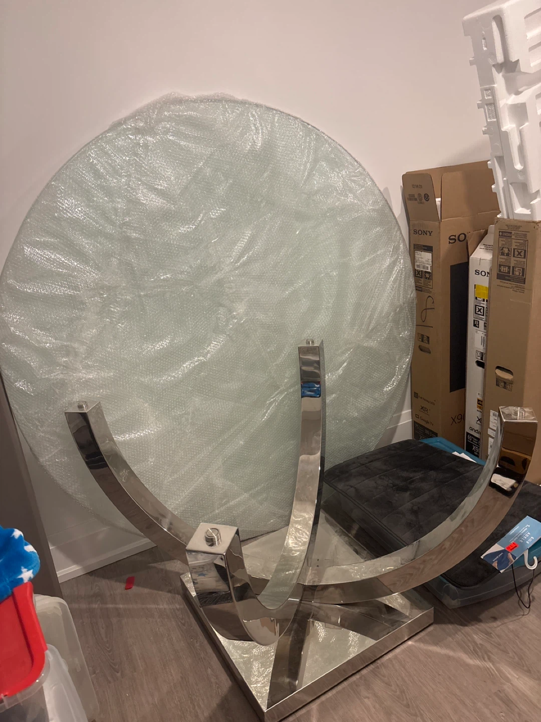 Round Glass Dining Table with Chrome Base