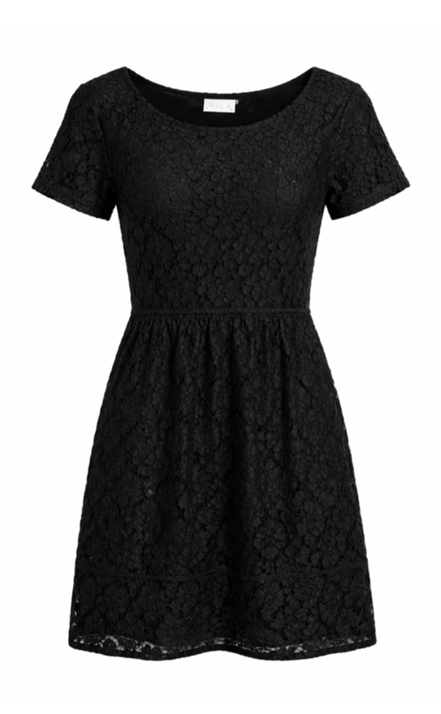 Vila Classic Black Lace Short-Sleeve Mini Dress size S - photo 2