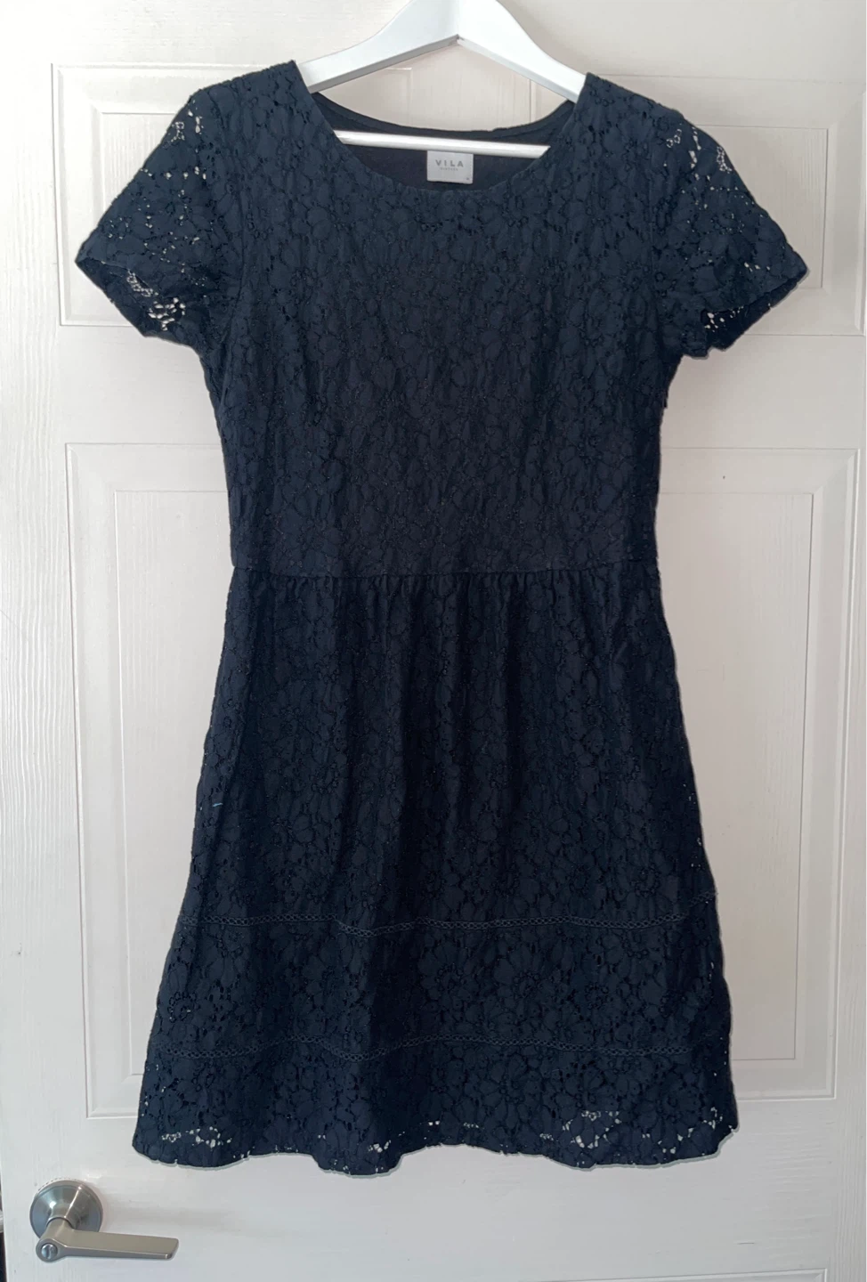 Vila Classic Black Lace Short-Sleeve Mini Dress size S - photo 3