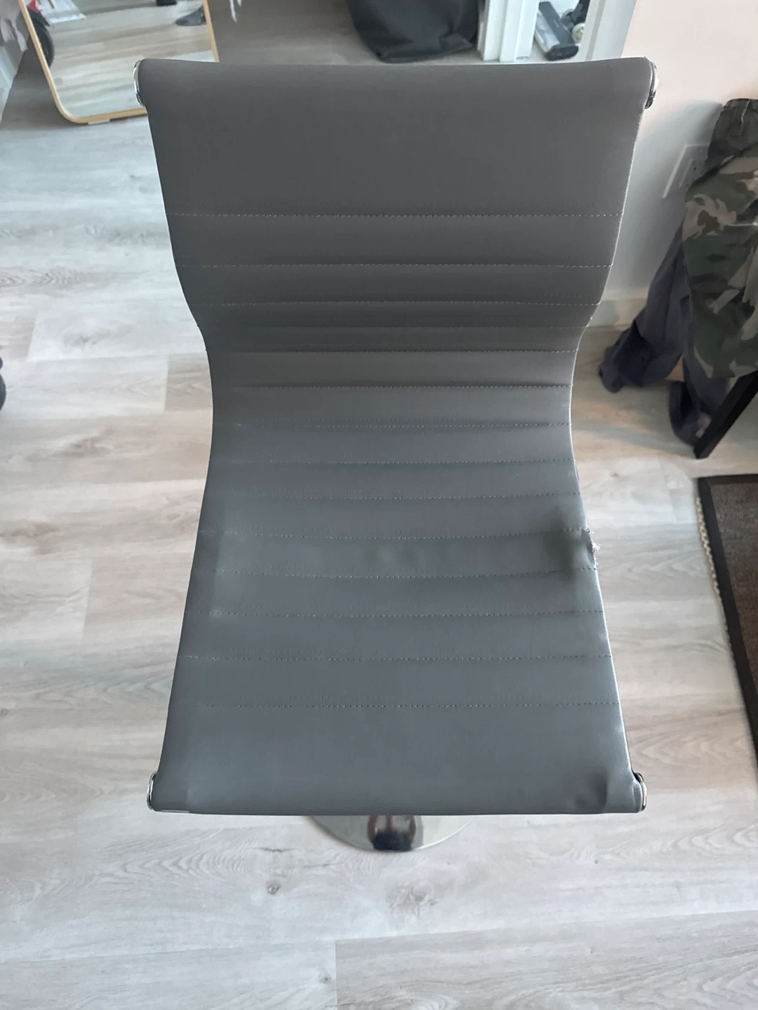 Grey Faux Leather Swivel Bar Stool