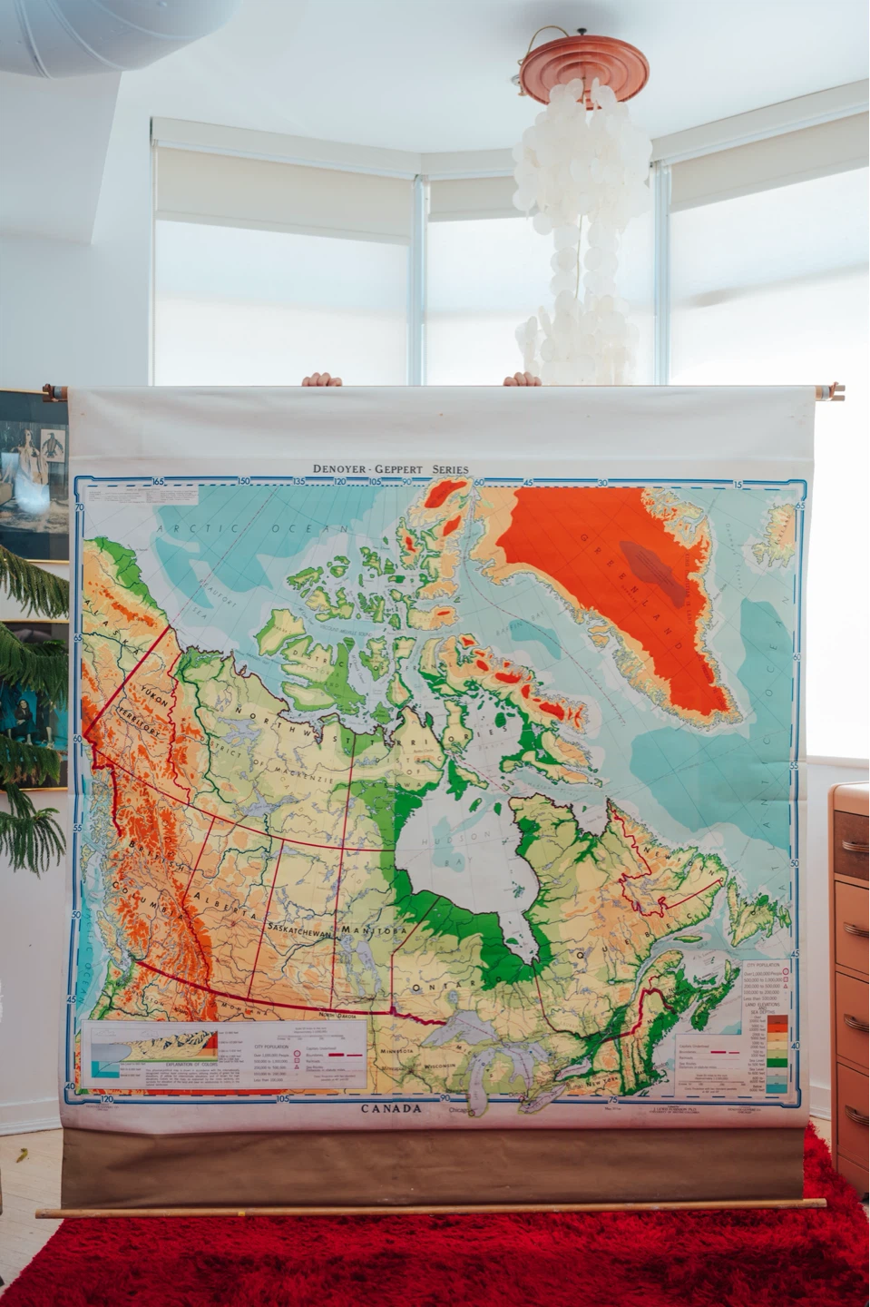 Vintage Original 1964 Canada Pull-Down Map (73” × 74”)