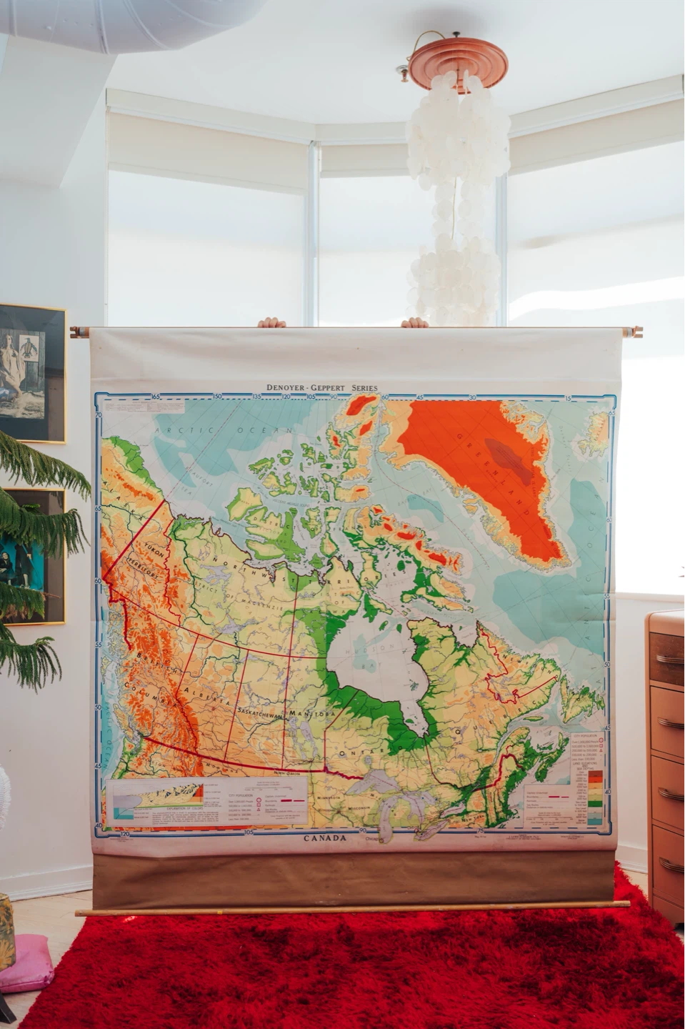 Vintage Original 1964 Canada Pull-Down Map (73” × 74”) - photo 3