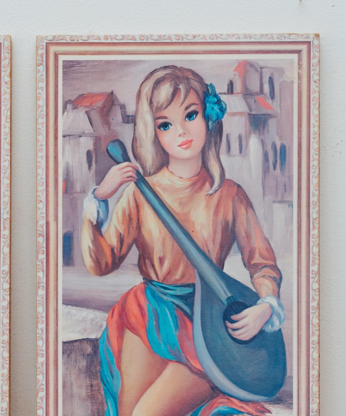 1960s Big-Eyed Girl Wall Plaques (Pair) | MidCentury Lithographs - photo 4